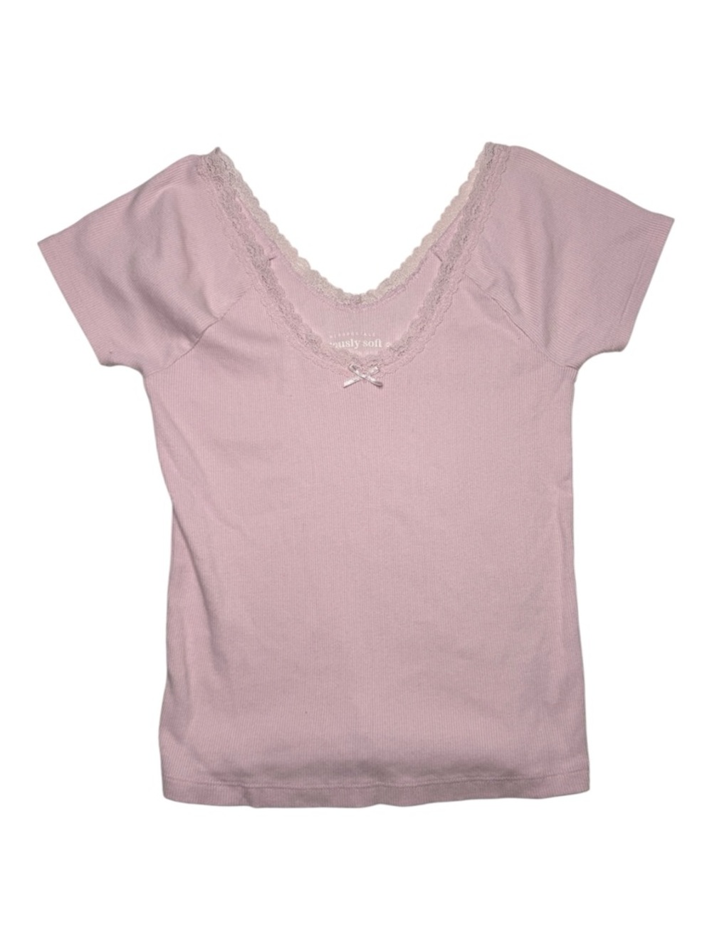 Aero Pink Ribbed Y2K Women's Top Size Small